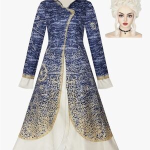 Madame Morrible Blue and Gold Long Coat/Robe with White Accents